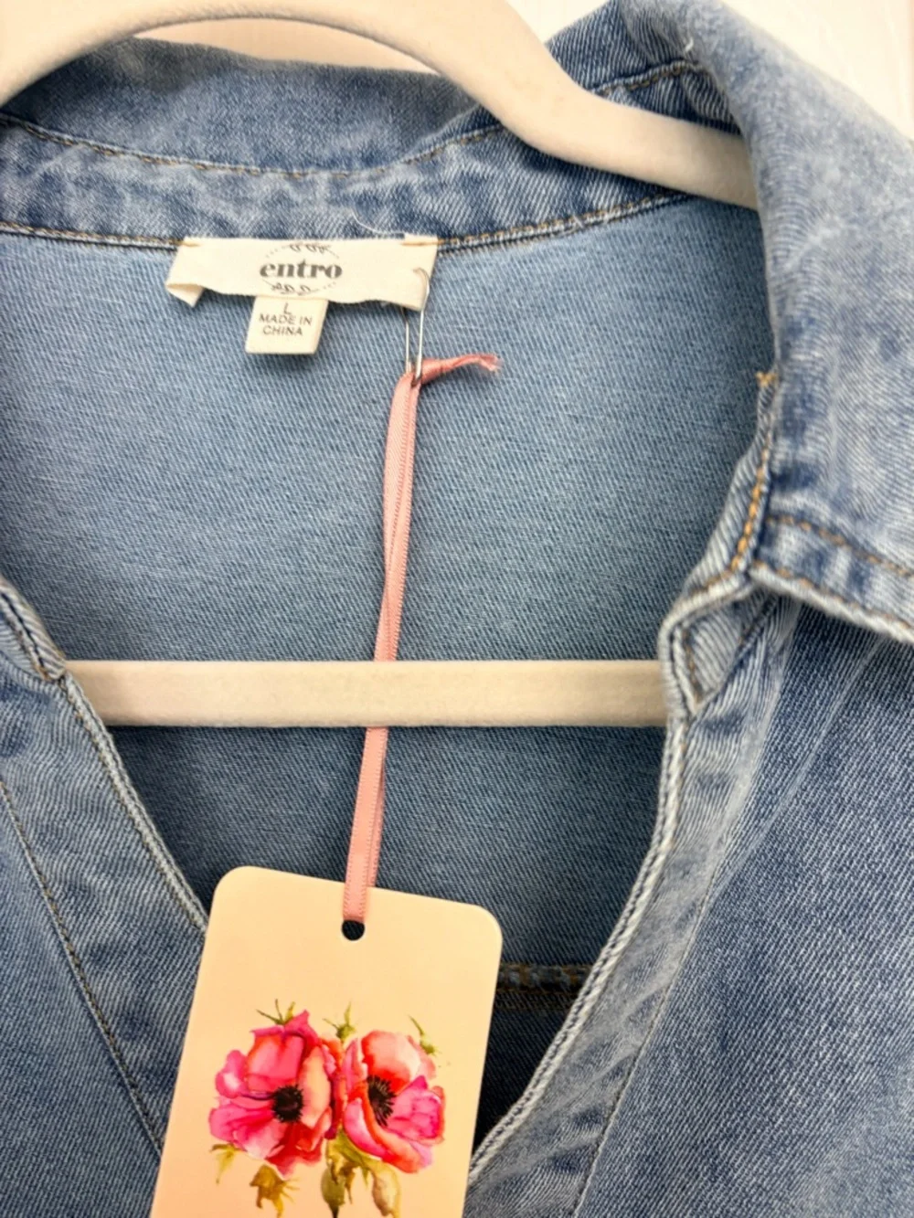 entro Denim Mini Dress in Faded Blue - Picture 2 of 4